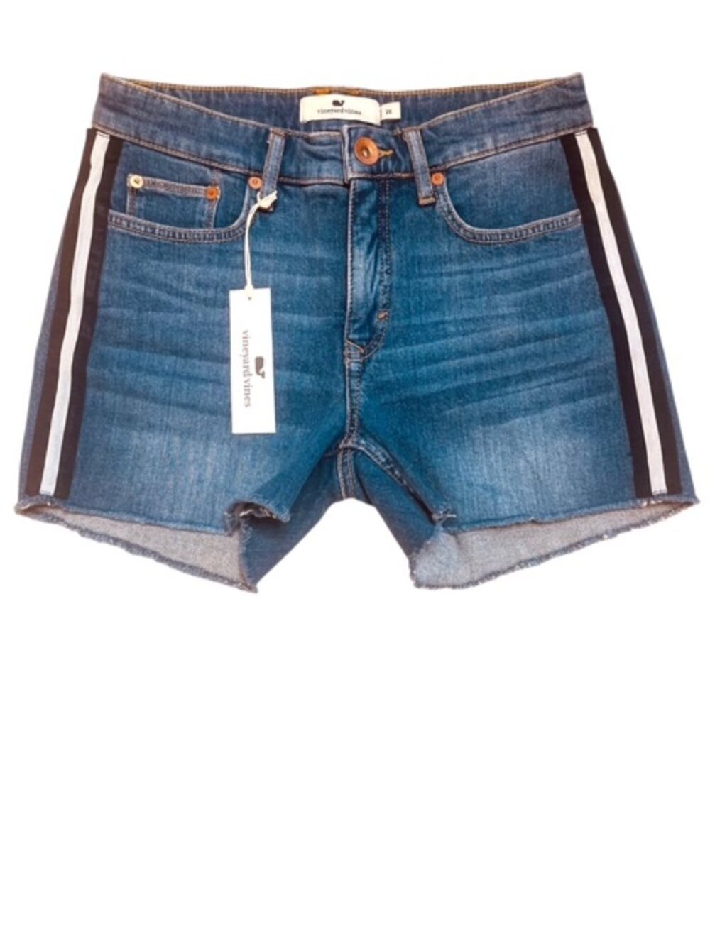 VINEYARD VINES Jamie Striped Grosgrain Denim Shorts, Size 26 - NWT